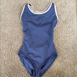 Mariia Crown women’s blue/light pink mesh back tank leotard XS